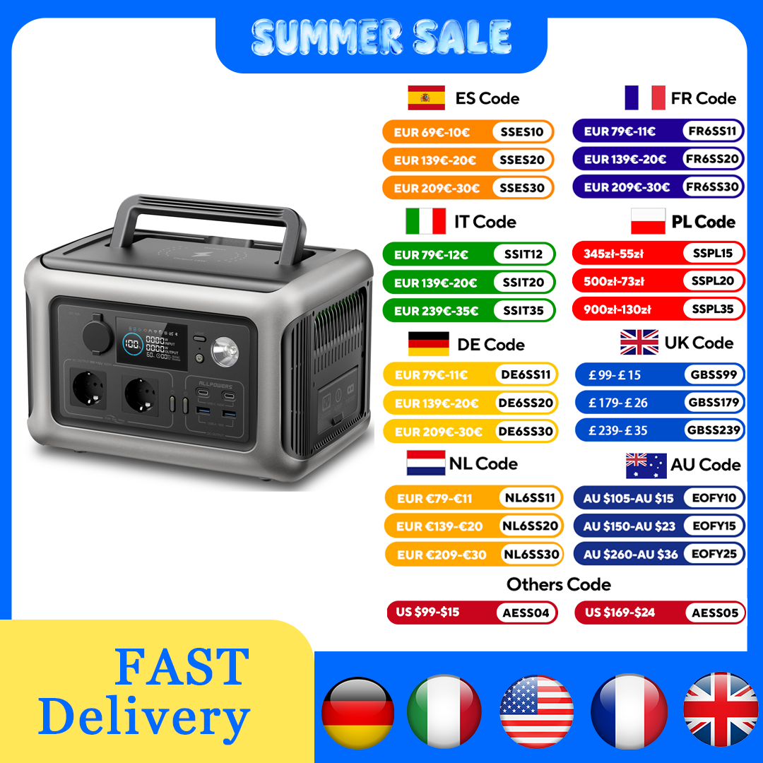 Outdoor Camping Outlet - ALLPOWERS Portable Power Station R600, 299Wh
