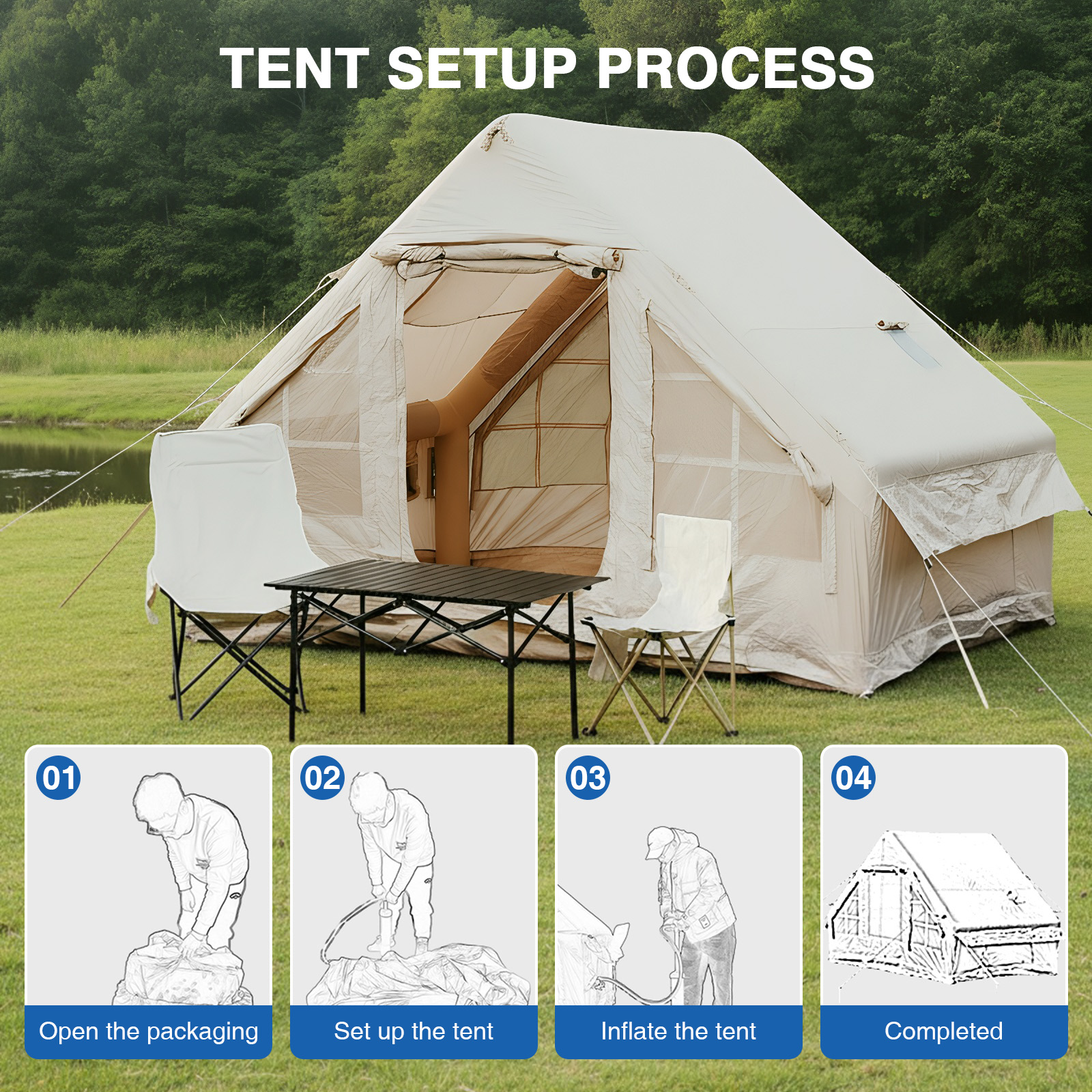 Inflatable Camping Tent Waterp - огляд і ціна Outdoor Camping Automatic Quick Opening Tent